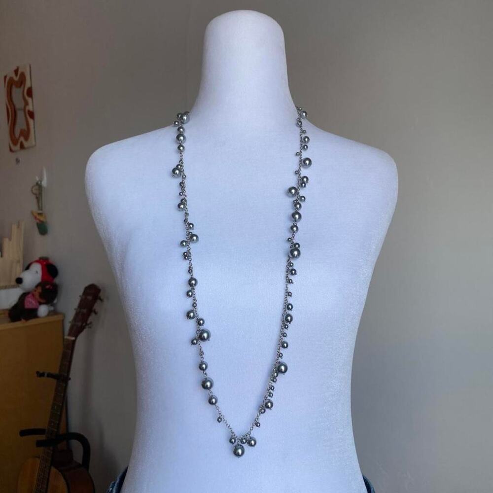 Vintage silver tone faux pearl
